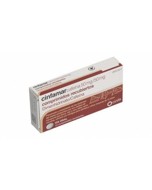 CINFAMAR CAFEINA 50 mg/50 mg COMPRIMIDOS RECUBIERTOS